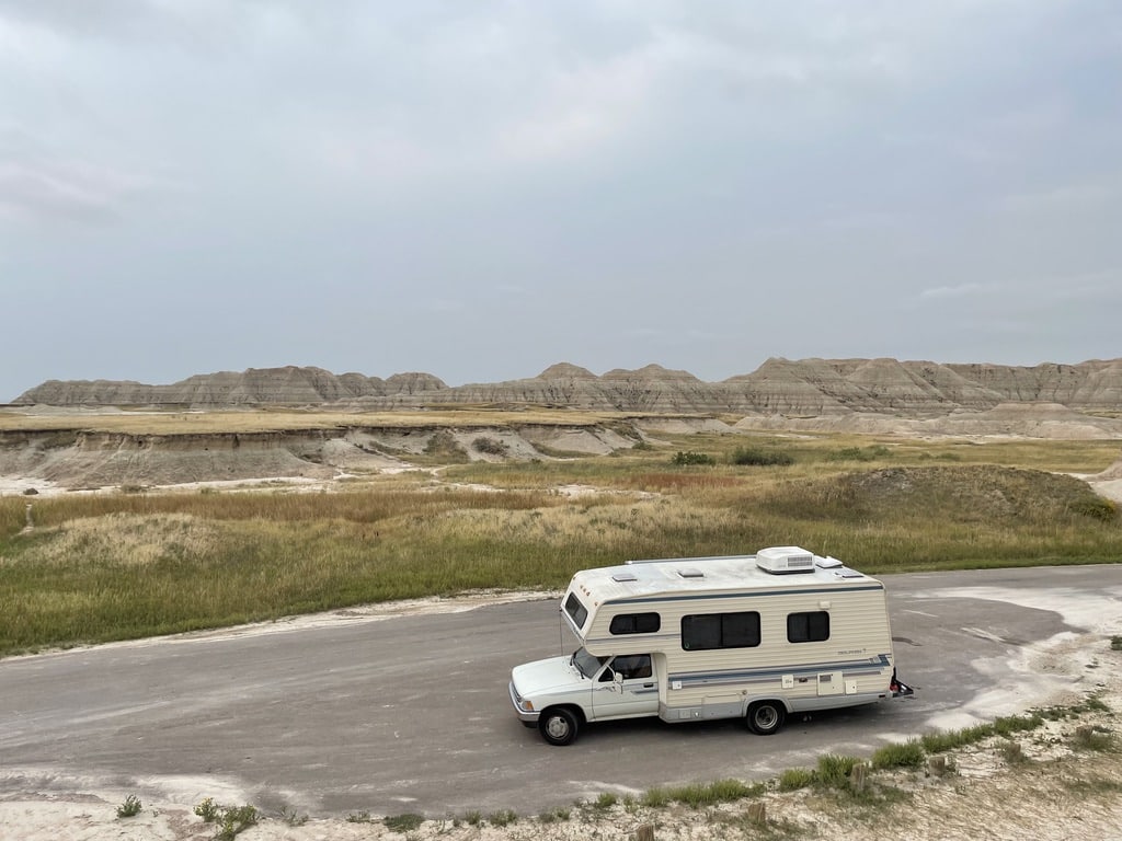 RV in badlands